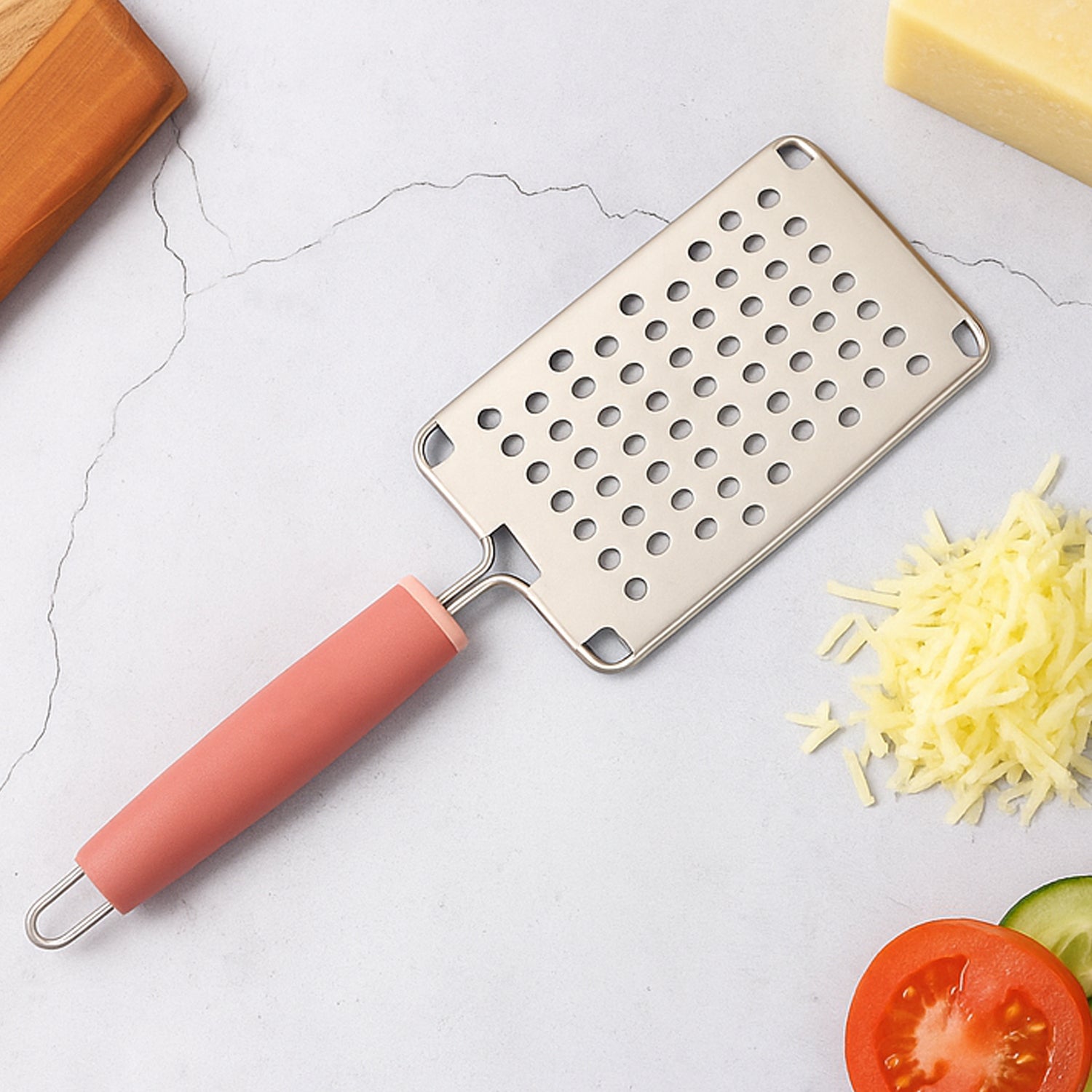 Supermom Stainless Steel Vegetable & Cheese Grater with Soft Grip Handle (1 Pc) - Image 4