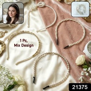 Premium Pearl & Beaded Designer Hair Band (1 Pc, Mix Design)
