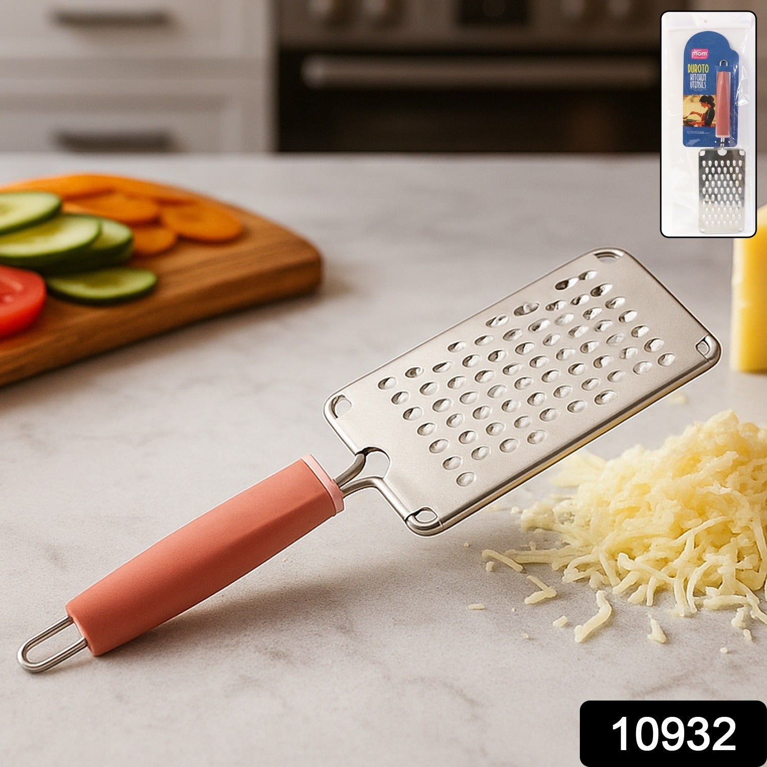 Supermom Stainless Steel Vegetable & Cheese Grater with Soft Grip Handle (1 Pc) - Image 2
