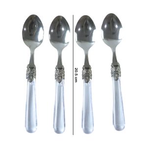 Premium Stainless Steel Dessert Spoon With Plastic Handle Set (4 Pc Set)