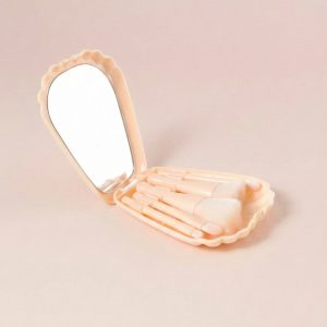 5 in 1 Makeup Brush Set with Mirror Box – Compact Cosmetic Kit