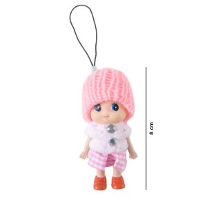 Cute Mini Doll Keychain Soft Knitted Cap Girl Charm Keyring (1 Pc / Mix Color)