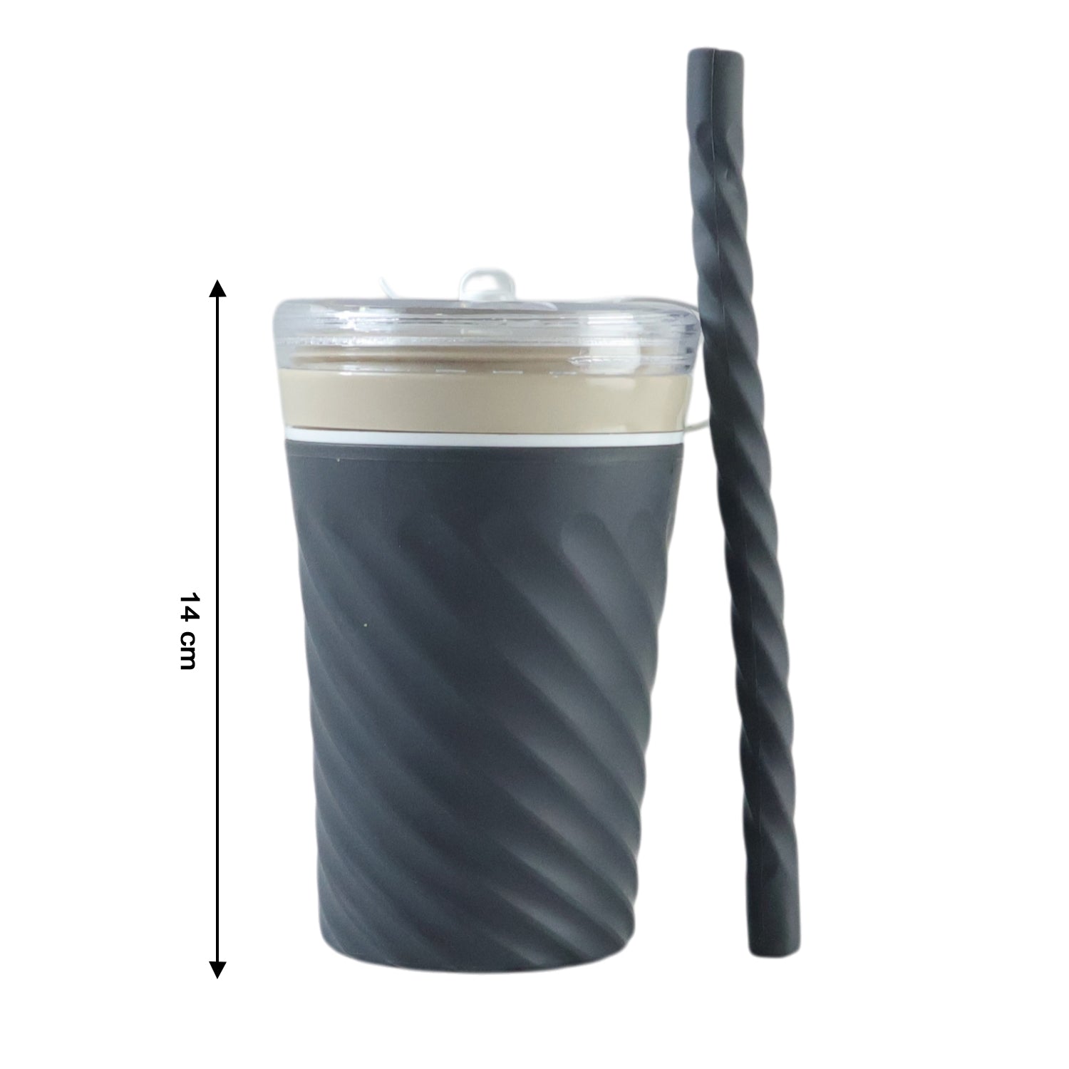 Swirl Design Drinking Tumbler Cup with Lid and Straw (1 Pc) - Image 6