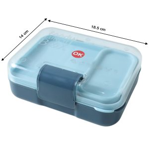 3 Compartment Snacky Lunch Box Set With 2 In 1 Spoon (1 Set)