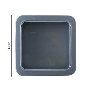 Square Metal Storage Tin Box with Transparent Window Lid (1 Pc, 9.5 x 9.5 Cm)