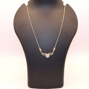 Dainty Gold Heart Necklace with AD Love Pendant For women and girls