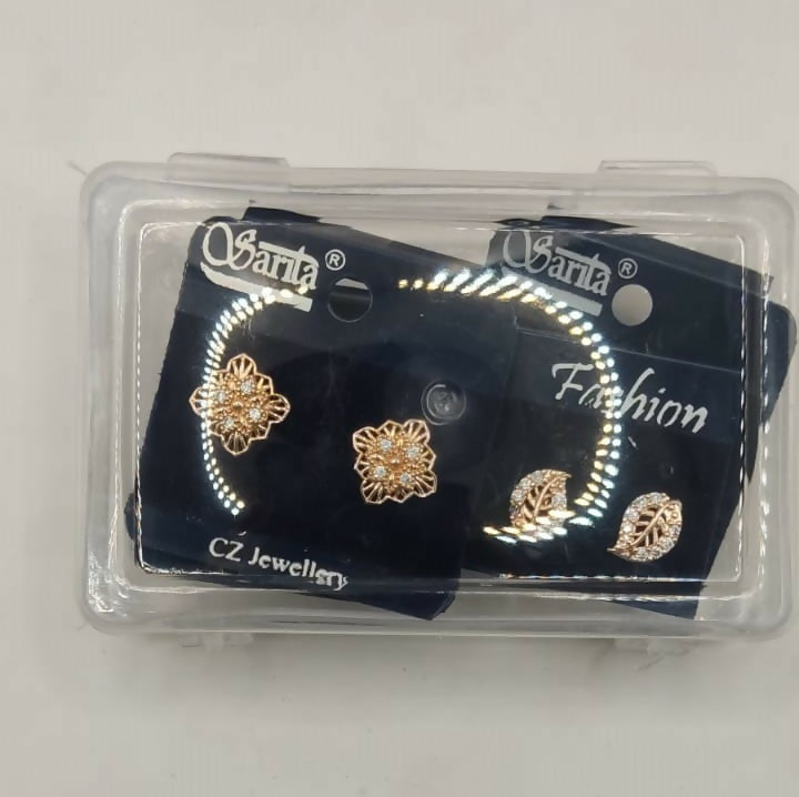 Rose Gold Plated CZ Stud Earrings Combo (4 Pairs) for women and girls - Image 5