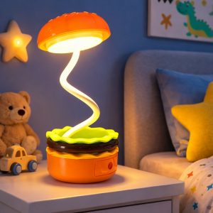 Burger Style LED Desk Lamp with Pencil Sharpener for Kids Study Table