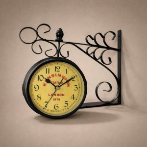 Vintage Double Sided Wall Clock Retro Station Style Decorative Clock