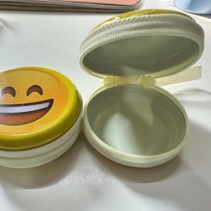 Emoji Print Round Coin Pouch with Zipper & Wrist Strap for Kids and Adults(DESIGN MAY VARY)