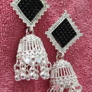 White Gold Square Jhumka