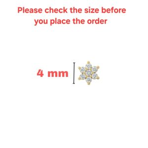 Gold Plated Crystal Flower Flat Back AD Nosepin Stud Labret for women and girls