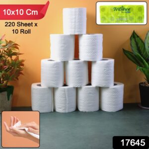 Toilet Tissue Rolls – Soft Embossed Bathroom Tissue, 220 Sheets × 10 Rolls