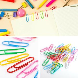 Multi-Color Vinyl Coated Metal Paper Clips Use for Office, School & Home (80 No’s)