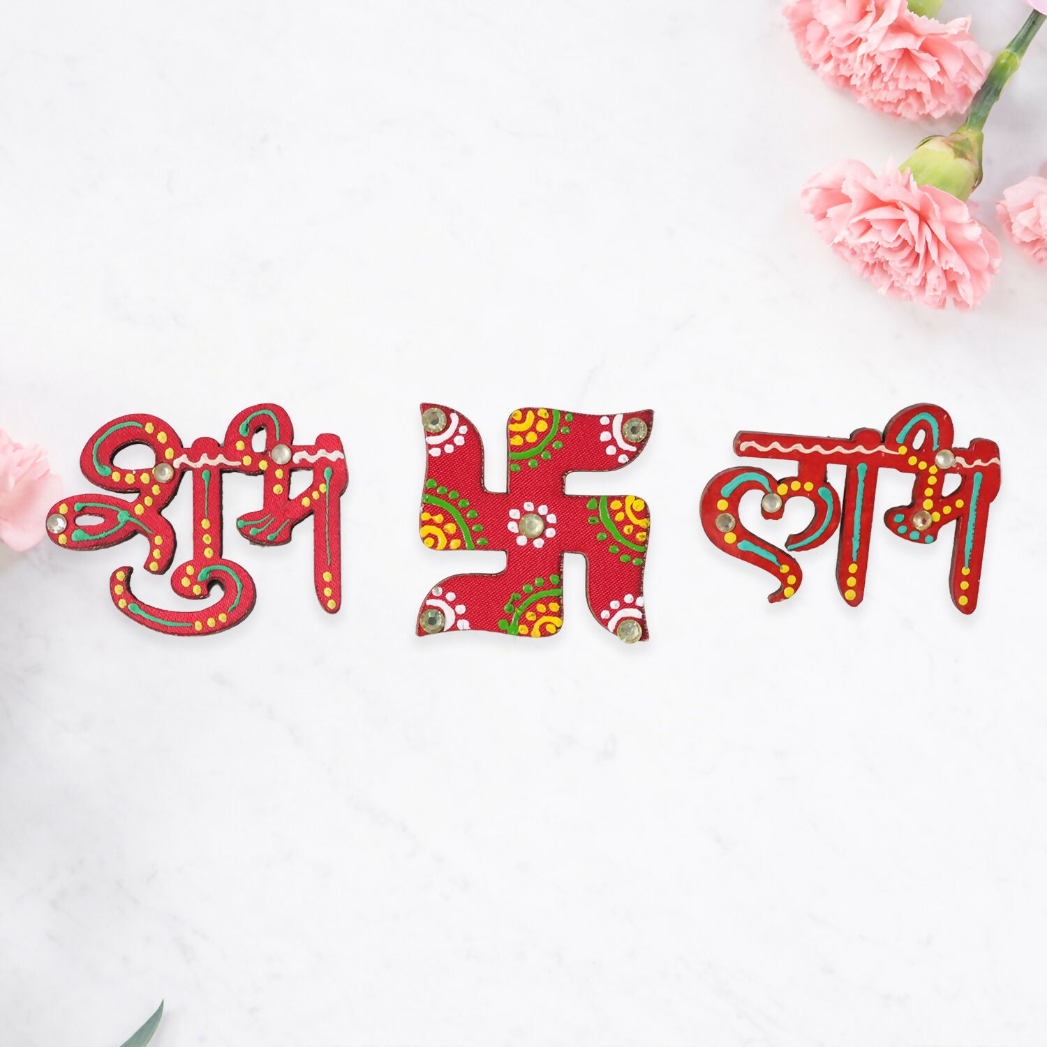 Hand Crafted Labh Shubh & Swastik Set of 3 - Image 4