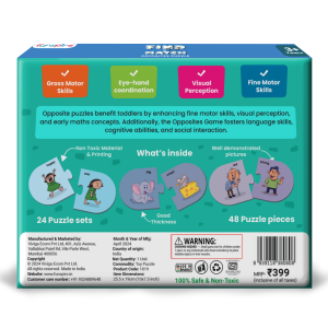 Opposites Matching Puzzle - Ages 3+ (48 cardboard puzzle pieces) Find & Match series