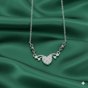 Silver Plated Sparkling Crystal Heart Wing Pendant Necklace For women and girls