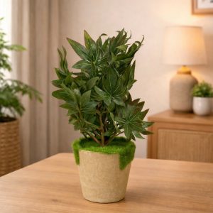 Artificial Maple Leaf Plant in Decorative Pot for Home (Color may vary)