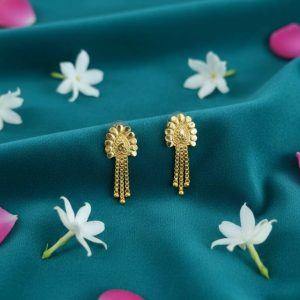 Nice 3 Line Golden Earrings for Women & Girls – Traditional Fancy Jewellery Gift