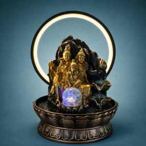 Shiv Parivar LED Water Fountain with Halo Ring Light