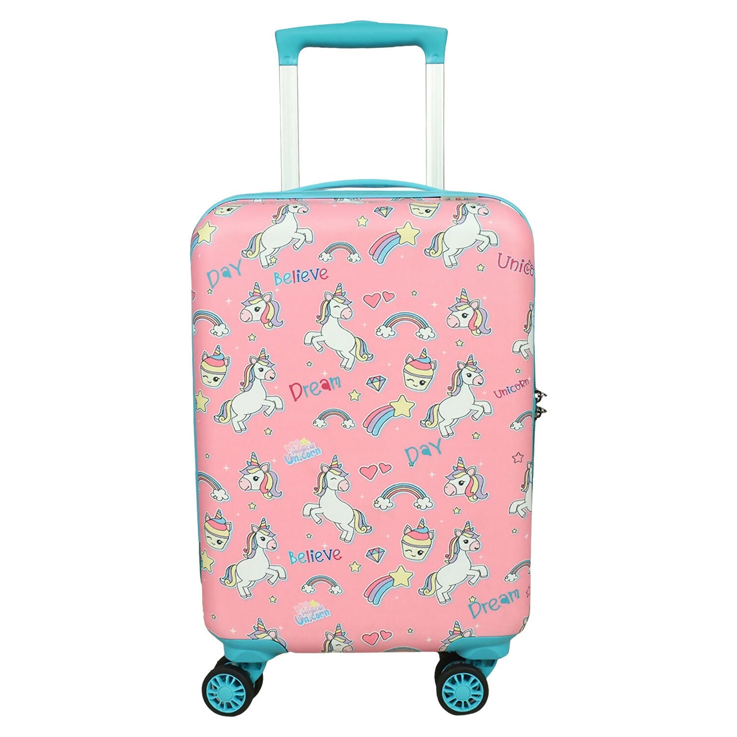 Novex Unicorn Pink Travelling Kids Trolley Bags for Girls Luggage 4 Wheels ( 18 Inch) - Image 5
