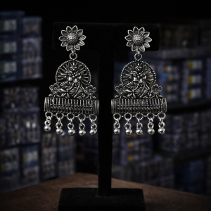 Traditional Elegant Silver Oxidised Jhumka Earrings for Women