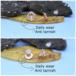 Rose Gold Crown & Heart Stud Earring Set for women and girls Combo Pack of 2