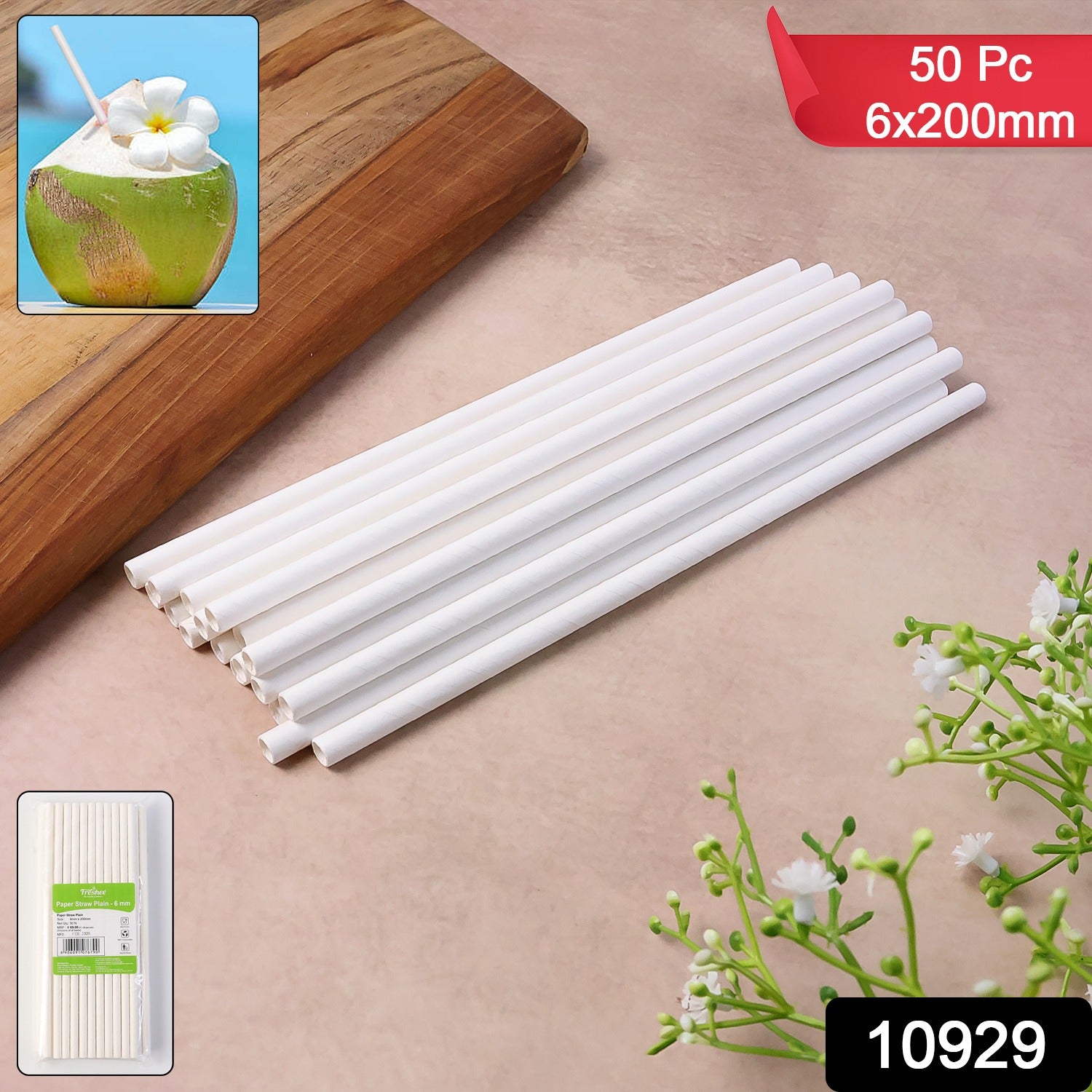 Paper Straw – Plain 6 mm Diameter, 200 mm Length, 50 Pcs Pack - Image 2