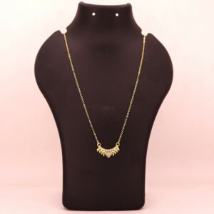 Gold Plated AD V-Shape Leaf Pendant Necklace For women and girls