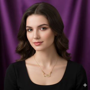 Rose Gold plated Queen Script Pendant Necklace with AD For women and girls