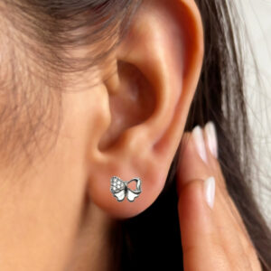 Anti Tarnish AD Bow Stud Earrings - Daily Wear Jewelry for women and girls