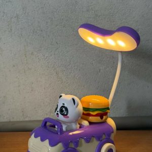 Purple Panda Car LED Desk Lamp with Pen Holder Kids Study Table Lamp