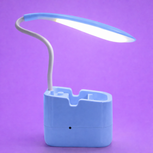 Blue LED Desk Lamp with Pen Holder and Phone Holder for Study Table and Kids Room