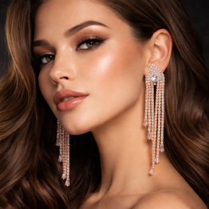 elegant luxurious rose gold chandelier earrings