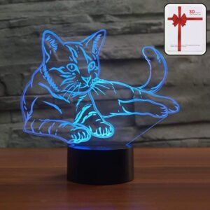 3D Illusion Multicolor Changing LED Night Lamp with Cat Design