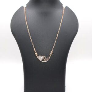 Rose Gold Plated Heart & Love AD Pendant Necklace For women and girls