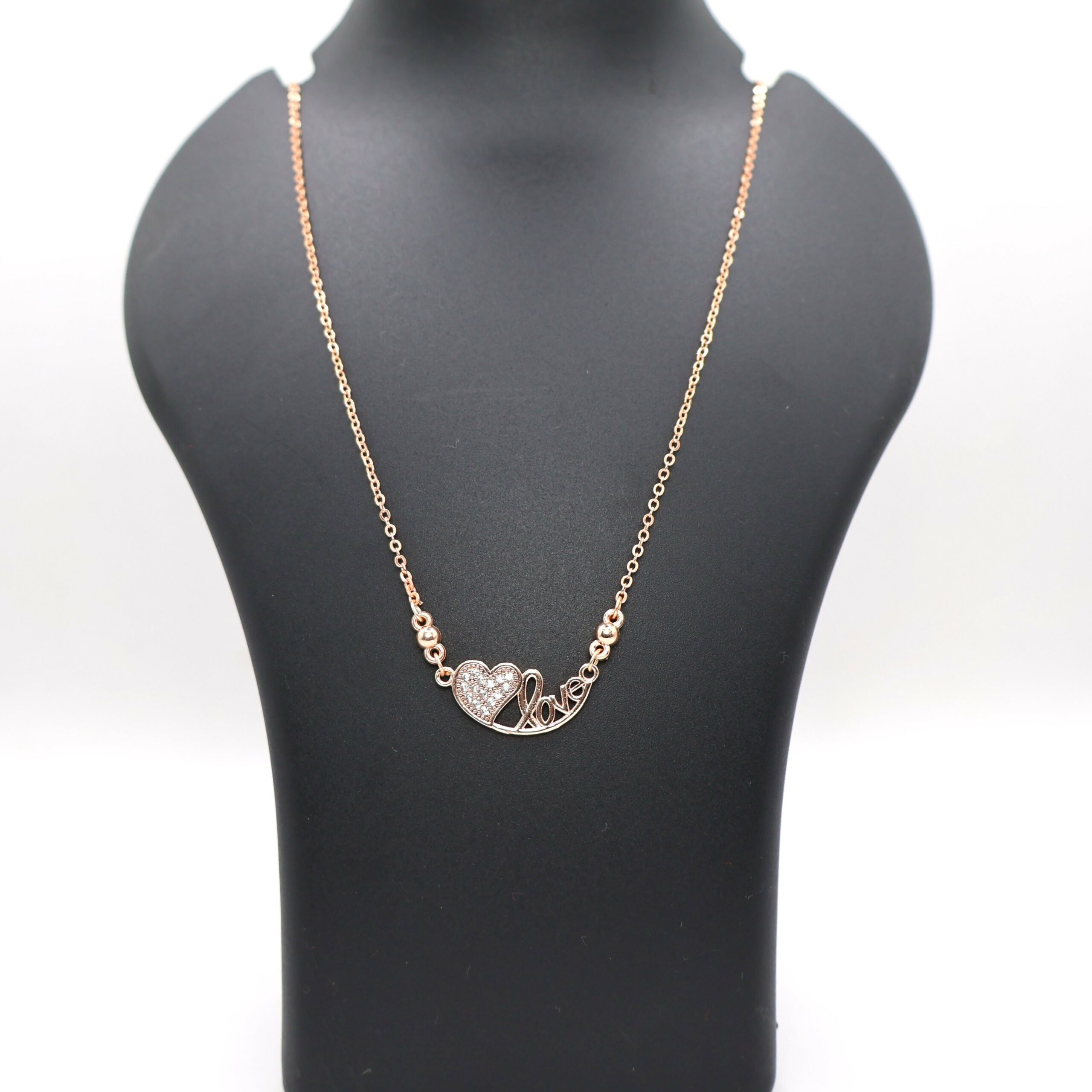 Rose Gold Plated Heart & Love AD Pendant Necklace For women and girls - Image 4