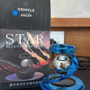 Blue Solar Magnetic Rotating Car Air Freshener Dashboard Aromatherapy Diffuser