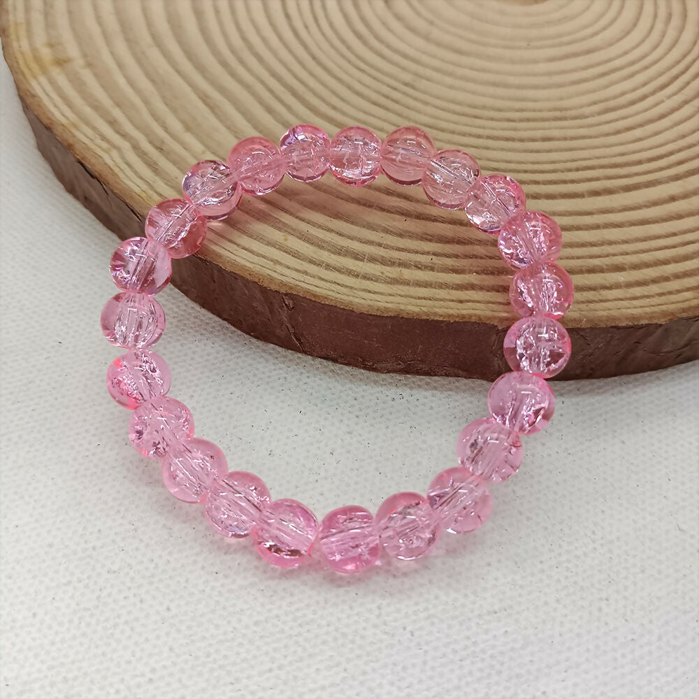 Crystal Crackle Glass Beads Stretch Bracelet