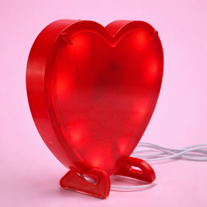 Red Heart Shape LED Night Lamp with Stand for Bedroom Table Decor