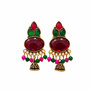 ELEGANT OXIDISED MULTI JHUMKA EARINGS