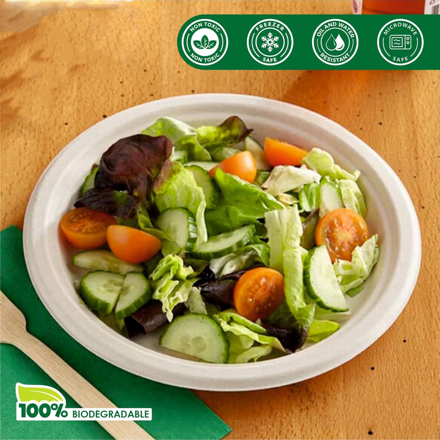 Vegnar 240 ml Compostable Bagasse Bowl (10 Pc) - Image 4