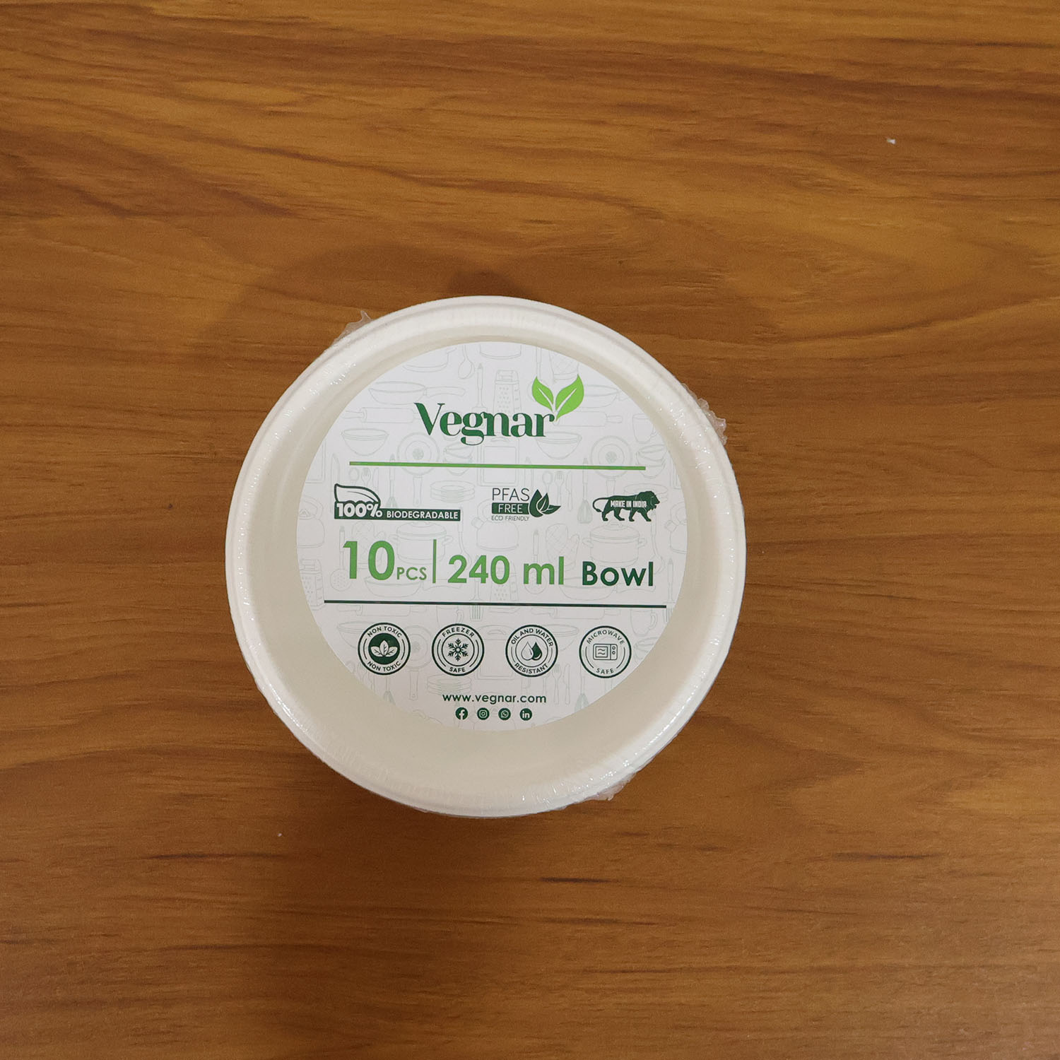 Vegnar 240 ml Compostable Bagasse Bowl (10 Pc) - Image 8