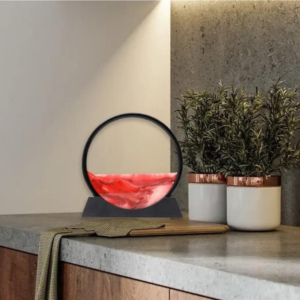 Premium Round Rotating Moving Sand Art Frame for Home & Office Décor | Mesmerizing Flowing Sand Picture with Elegant Black Stand | Relaxing Desktop Motion Showpiece for Living Room, Bedroom & Work Desk | Unique Stress-Relief Gift for All Occasions