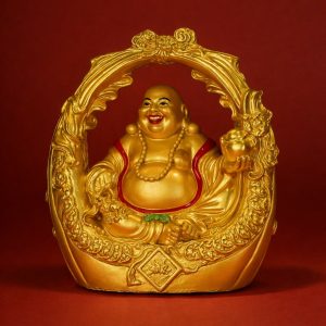 Golden Laughing Buddha Statue Decorative Feng Shui Showpiece for Home