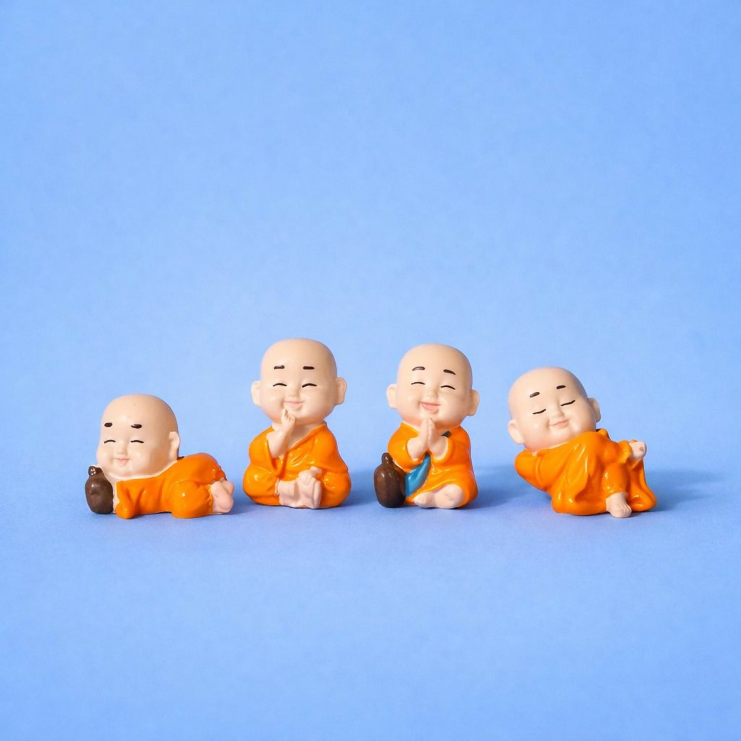 Smiling Monk Showpiece Set of 8 | Mini Buddha Figurines for Home Decor - Image 3