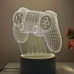 3D Acrylic LED Night Lamp – Game Controller Shape Decorative Light for Gamers (1 Pc)