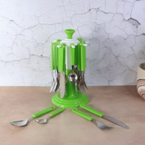 Stainless Steel Cutlery Set with Stand - (24 Pc)