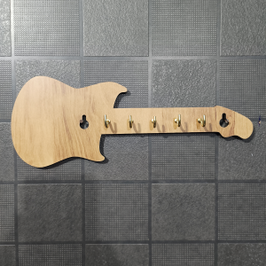 Wooden Guitar Shape Key Holder for Wall | Decorative Wooden Key Rack for Home, Office, Studio Entrance Décor
