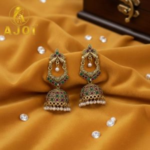 Premium Royal Multicolor Stone Jhumka Earrings with Traditional Drop Detailing